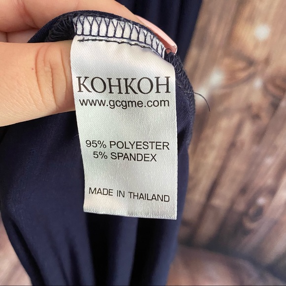 Navy Blue Floor Length Wrap Evening Gown - Picture 6 of 8